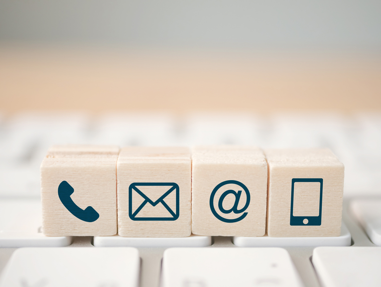 Wood block symbol telephone, mail, address and mobile phone. Website page contact us or e-mail marketing concept; Shutterstock ID 1027774330; Purchase Order: Limited 1/28/2021